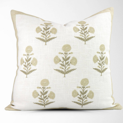 Seraphina Mughal Flower Pillow Cover in Sage - My Trove Box