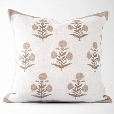 Seraphina Mughal Flower Pillow Cover in Oyster - My Trove Box