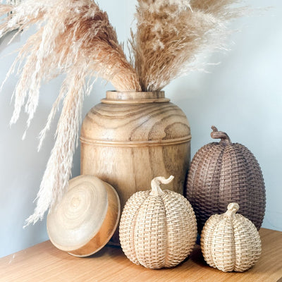 Basket Weave Pumpkins, Set of 3 - My Trove Box