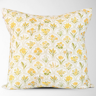 Harlow Hand Drawn Floral Garden Pillow Cover in Gold - My Trove Box