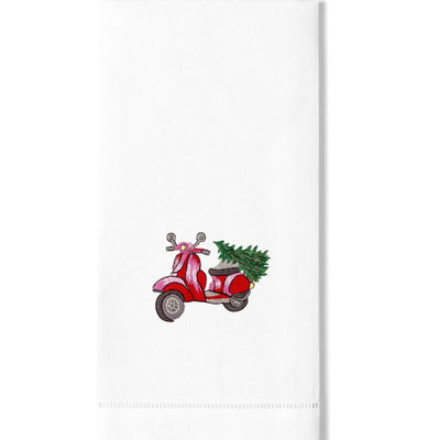 Vespa with Christmas Tree Guest Towel - My Trove Box