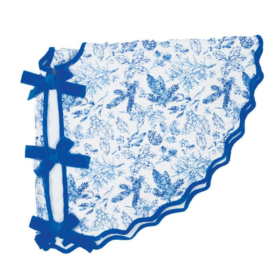 Blue Foliage Chinoiserie Quilted Tree Skirt - My Trove Box