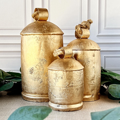 Burnish Gold Temple Bells - Set of 3 - My Trove Box