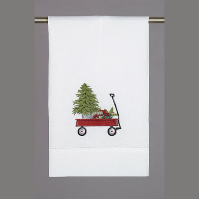 Christmas Tree And Gifts On Wagon Guest Towel (1) - My Trove Box