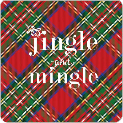 Tartan Plaid Jingle & Mingle Paper Coasters | Set of 20 - My Trove Box