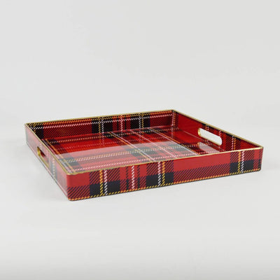 Red Tartan Plaid Square Tray - My Trove Box