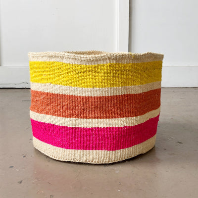 Woven Basket - Extra Large Rainbow Three Stripes - My Trove Box