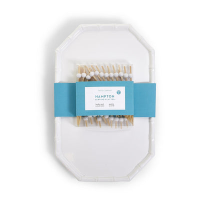 Two's Company Hampton Faux Bamboo Fretwork Serving Platter With 20 Bamboo Picks - My Trove Box