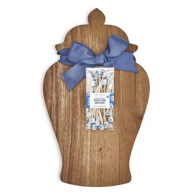 Ginger Jar Serving Board with 20 Reusable Bamboo Picks - My Trove Box