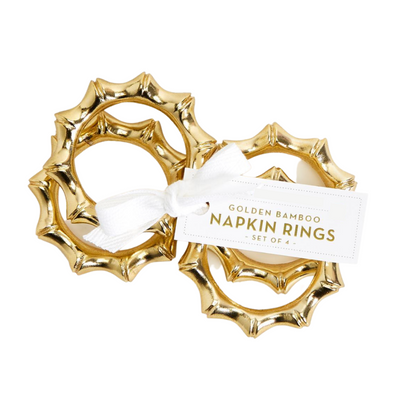 Bamboo Napkin Rings, Set of 4 - Gold - My Trove Box
