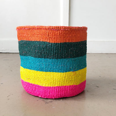 Woven Basket - Large Rainbow Persimmon Top - My Trove Box