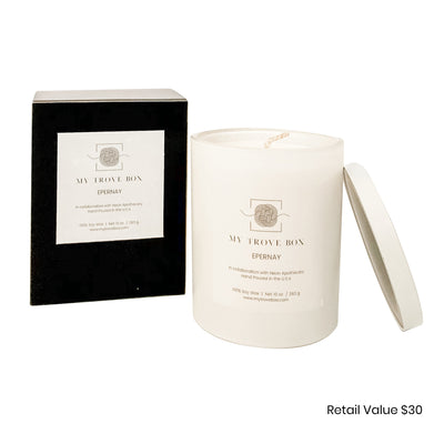 My Trove Box / Neon Apothecary Signature Scented Soy Candle in Epernay (White Vessel) - My Trove Box